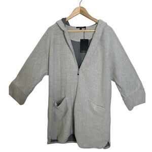 Verdiani Italian Light Grey Hooded Cardigan Wool Blend Size M NWTs